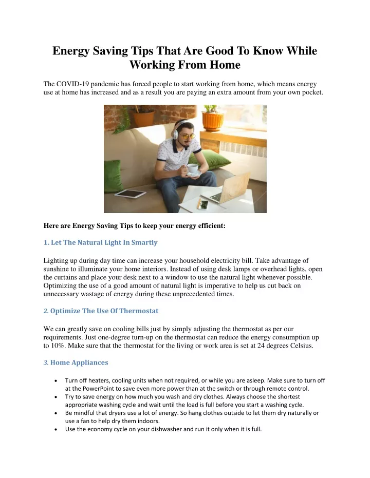 energy saving tips that are good to know while