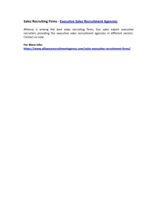 sales recruiting firms executive sales