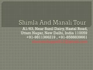 shimla and manali tour