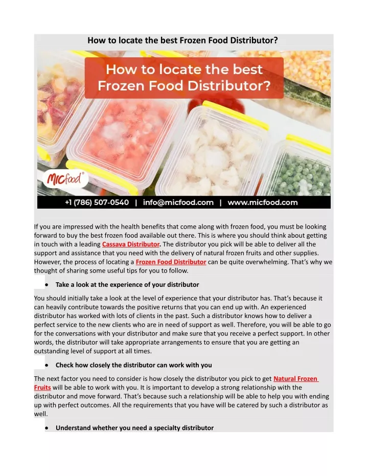 how to locate the best frozen food distributor
