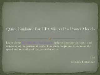 quick guidance for hp officejet pro printer models