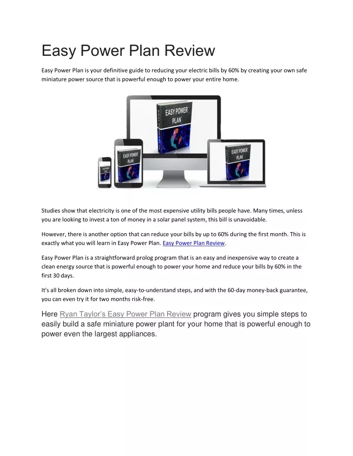easy power plan review