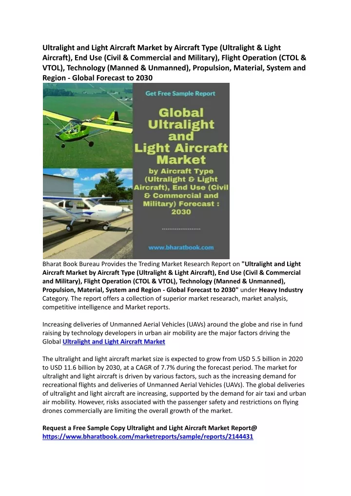 ultralight and light aircraft market by aircraft