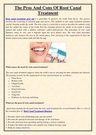 the pros and cons of root canal treatment