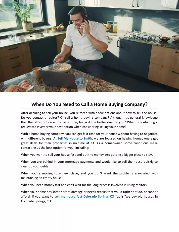 when do you need to call a home buying company