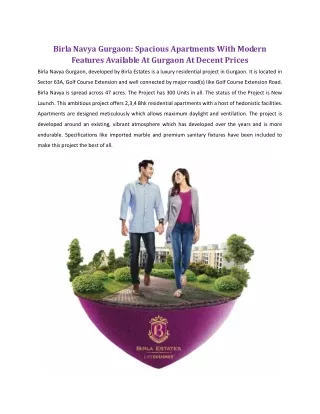 Birla Navya Gurgaon: Spacious Apartments With Modern Features Available At Gurgaon At Decent Prices!!