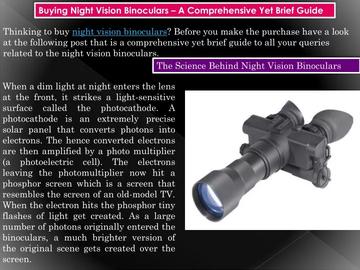 buying night vision binoculars a comprehensive