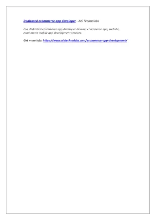 dedicated ecommerce app developer ais technolabs