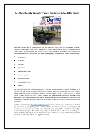 get high quality durable trailers for sale