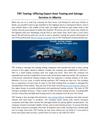 tnt towing offering expert auto towing