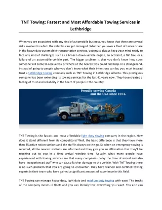 tnt towing fastest and most affordable towing