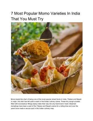7 Most Popular Momo Varieties In India That You Must Try