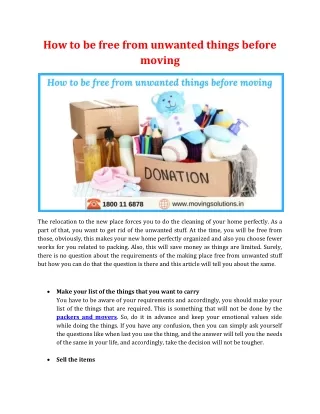 how to be free from unwanted things before moving