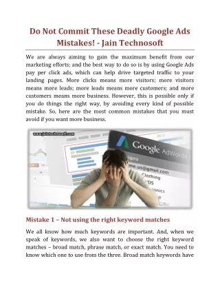 do not commit these deadly google ads mistakes