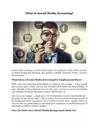 What is Social Media Screening?