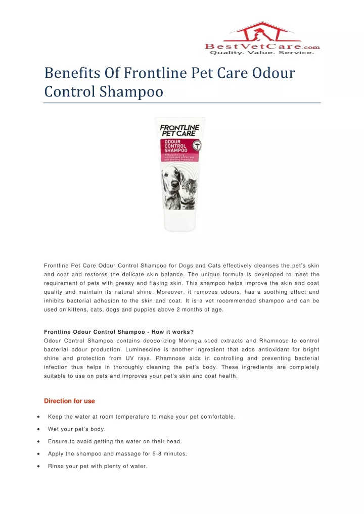 benefits of frontline pet care odour control