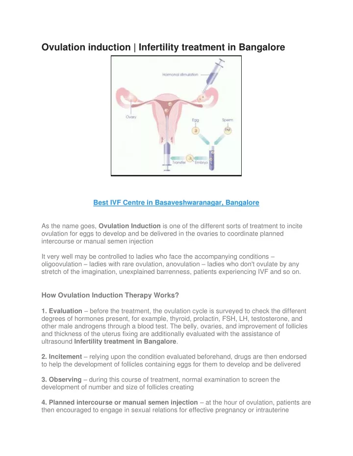 ovulation induction infertility treatment