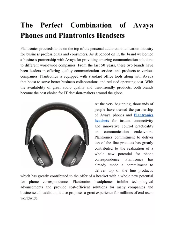 the phones and plantronics headsets