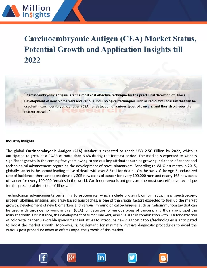 carcinoembryonic antigen cea market status