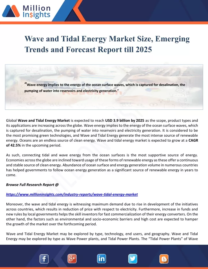 wave and tidal energy market size emerging trends