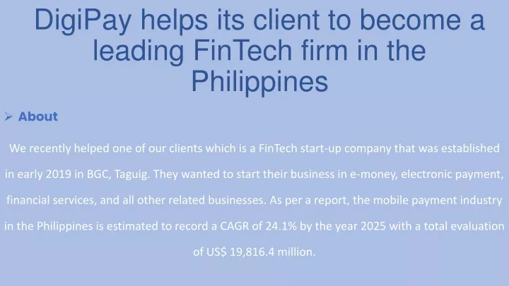 digipay helps its client to become a leading fintech firm in the philippines