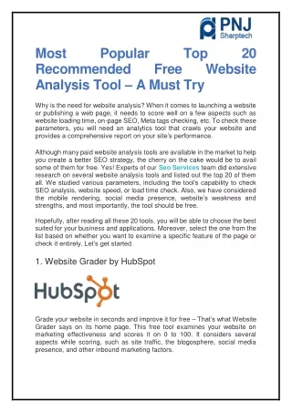 most recommended analysis tool a must try
