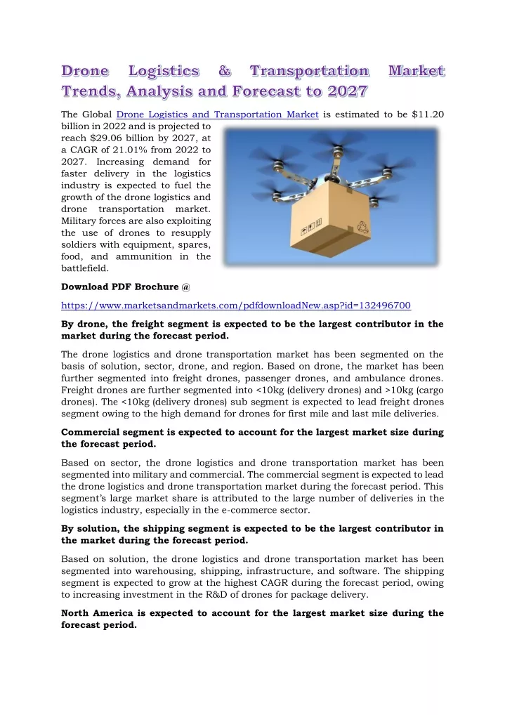 the global drone logistics and transportation