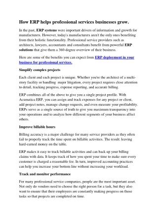 how erp helps professional services businesses