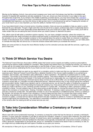 Five New Tips to Select a Cremation Service