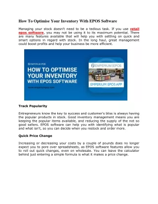 How To Optimise Your Inventory With EPOS Software
