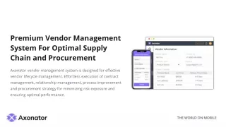 Axonator Vendor Management System | Scalable & Customizable
