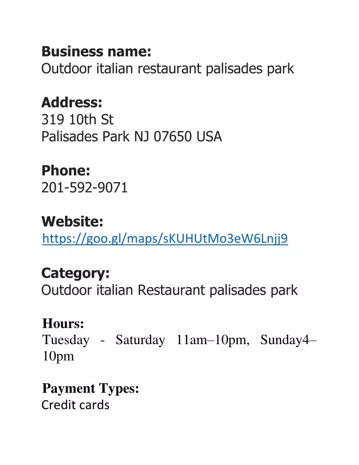 business name outdoor italian restaurant