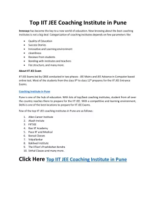 Top IIT JEE Coaching Institute in Pune-Innovayz