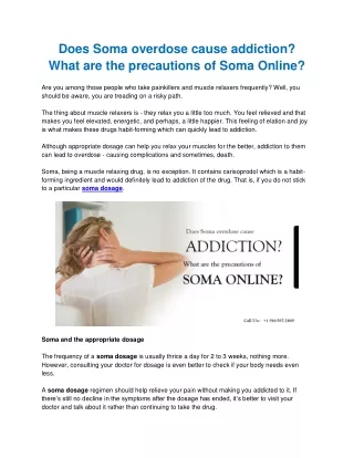 Does Soma overdose cause addiction? What are the precautions of Soma Online?
