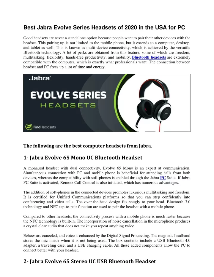 best jabra evolve series headsets of 2020