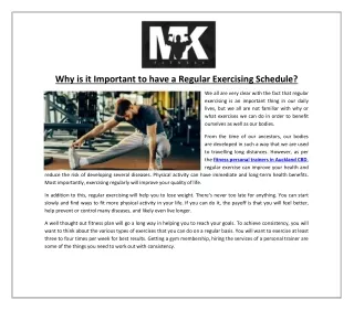 why is it important to have a regular exercising