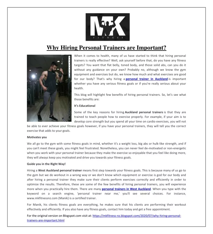 why hiring personal trainers are important