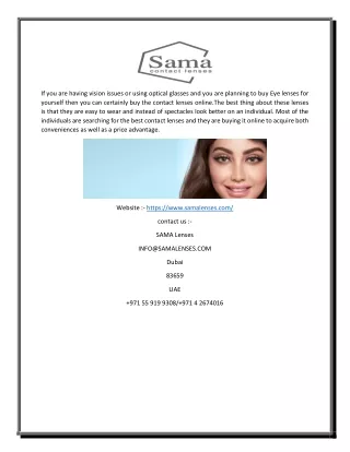 Buy Contact Lenses Online | Samalenses.com