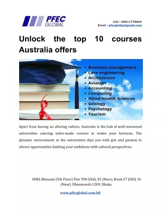Unlock the top 10 courses Australia offers