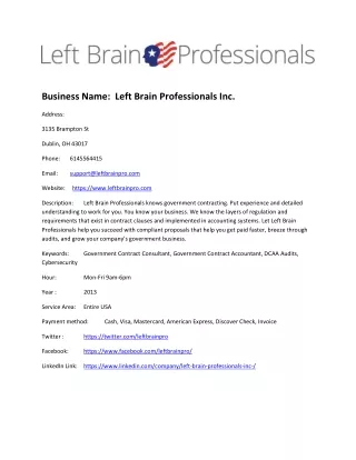 Left Brain Professionals Inc.