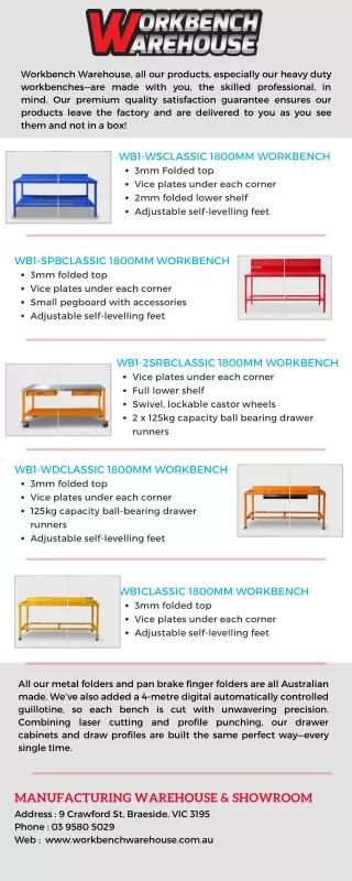 workbench warehouse all our products especially