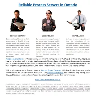 reliable process servers in ontario