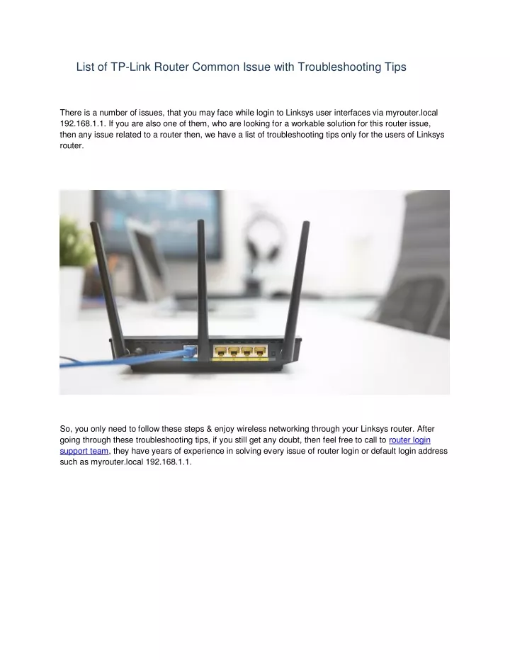 list of tp link router common issue with