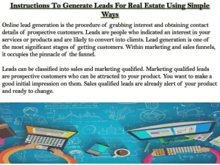 instructions to generate leads for real estate