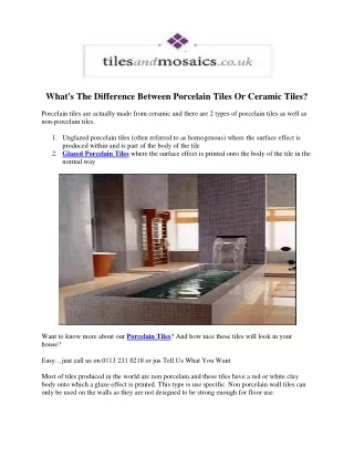 what s the difference between porcelain tiles