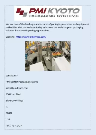 PMI KYOTO | Buy Packaging Machines and Equipment