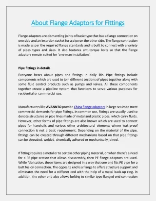 about flange adaptors for fittings about flange