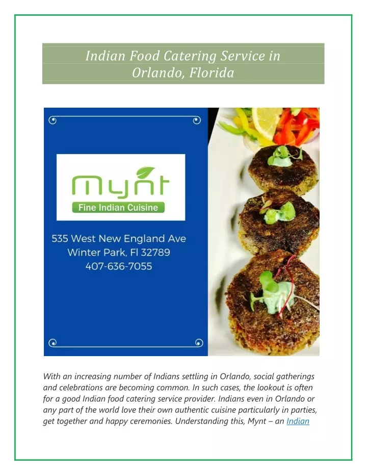 indian food catering service in orlando florida
