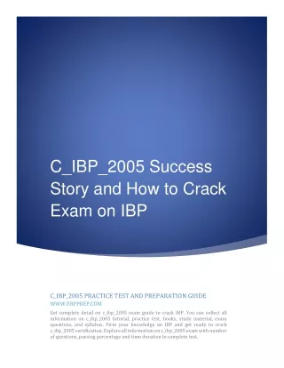 C_IBP_2005 Success Story and How to Crack Exam on IBP