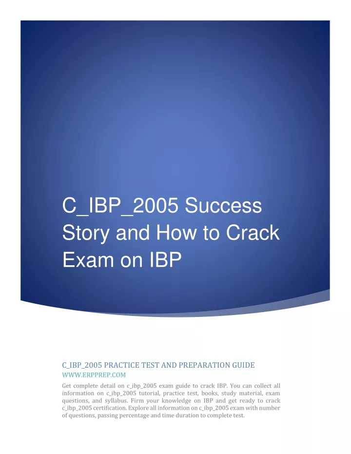 c ibp 2005 success story and how to crack exam